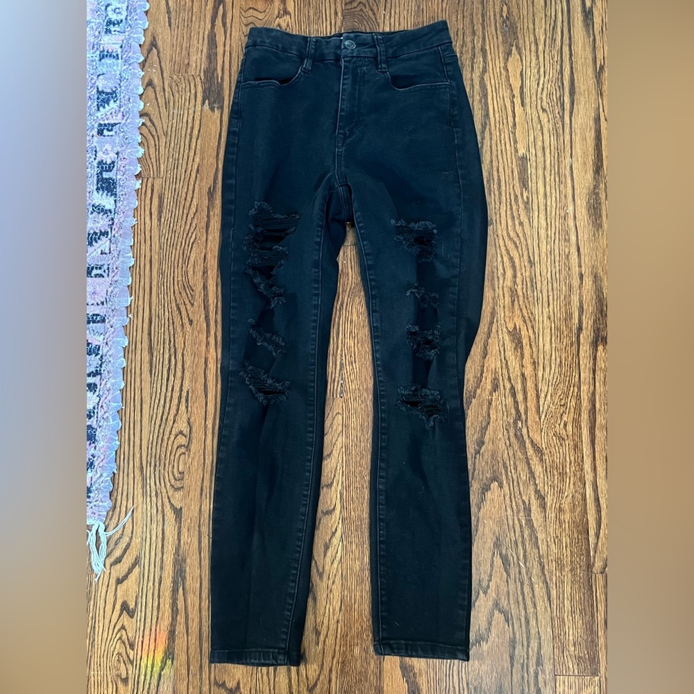 Black Distressed Women's Jeans